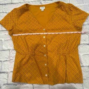 J. Crew Women's Yellow Eyelet Blouse